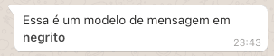 mensagem modelo WhatsApp