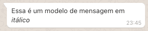 mensagem modelo WhatsApp
