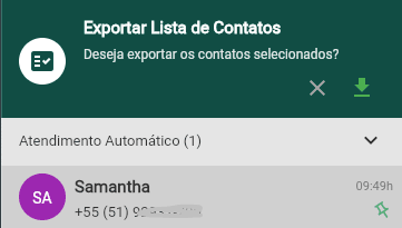 Exportar lista de contatos chat whatsapp inchats